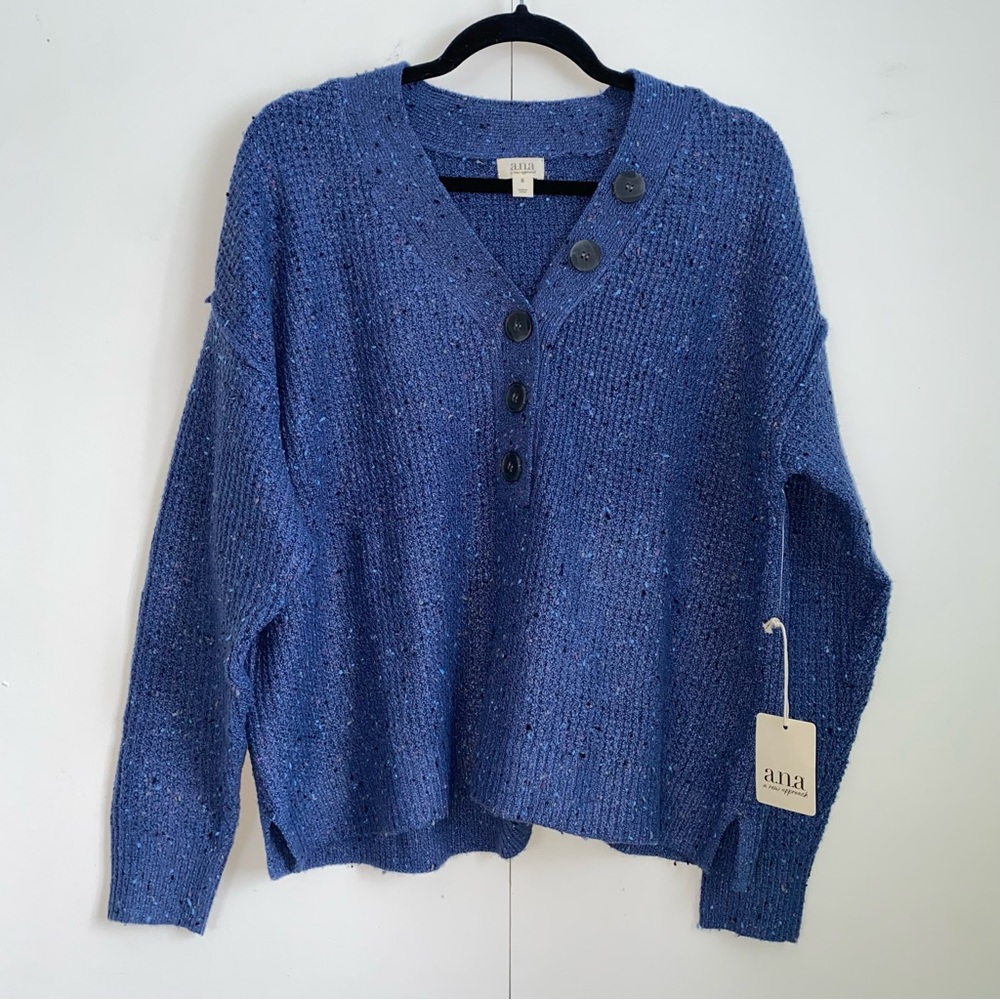 NWT a.n.a Blue V-Neck Buttery-Soft Medium Sweater